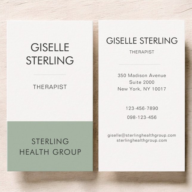 Therapist Mental Health Sage Green Business Card (Creator Uploaded)