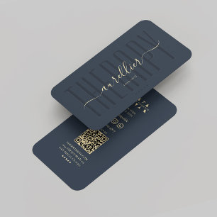 Therapist Monogram Therapy Modern Dark Blue Business Card