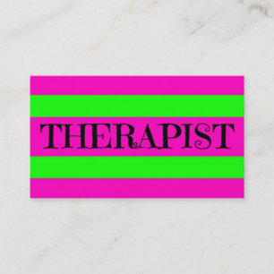 Therapist Neon Green and Hot Pink Business Card