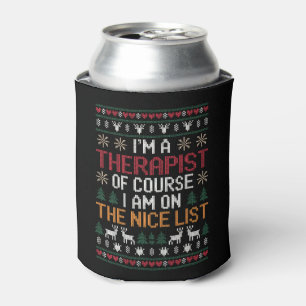 Therapist On The Nice List Christmas Sweater Xmas Can Cooler