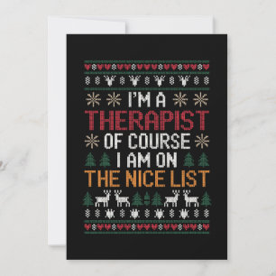 Therapist On The Nice List Christmas Sweater Xmas Invitation