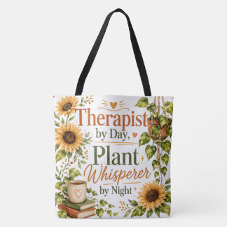 Therapist plant whisperer, sunflowers tote bag