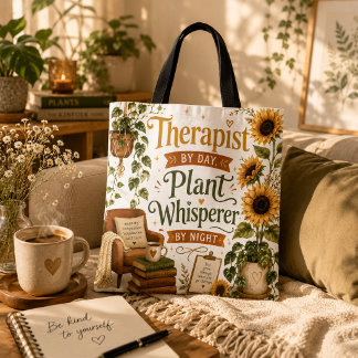 Therapist plant whisperer tote bag