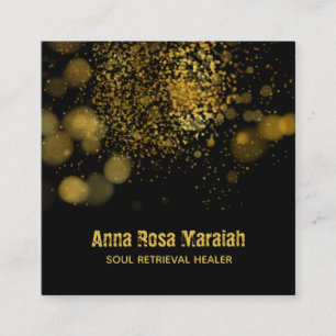 *~* Therapist Psychic Gold Glitter Bokeh Mystical Square Business Card