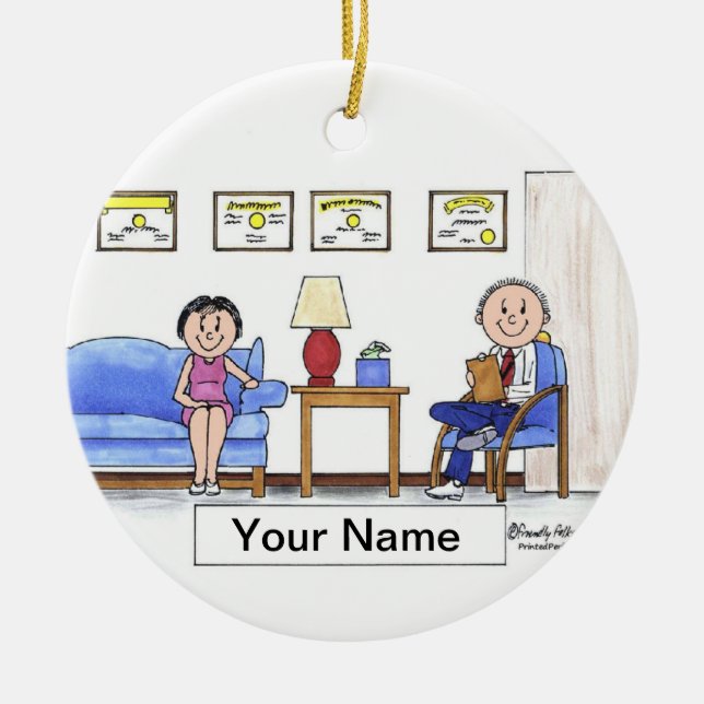 Therapist, Psychologist - Male Ceramic Tree Decoration (Front)
