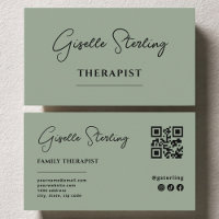 Therapist Psychologist Sage Green QR Code