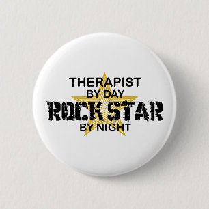 Therapist Rock Star by Night 6 Cm Round Badge
