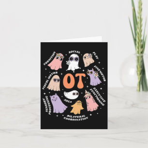 Therapist Scope Ot Halloween Retro Floral Ghost  Card