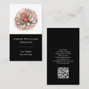 Therapist Spa Succulent Yoga Healing QR Code Business Card