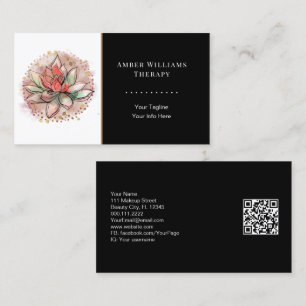 Therapist Spa Succulent Yoga Healing QR Code Business Card
