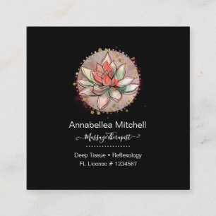Therapist Spa Succulent Yoga Healing Square Business Card