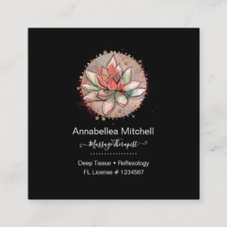 Therapist Spa Succulent Yoga Healing Square Business Card