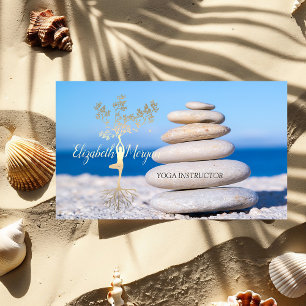 Therapist,Stones,Gold Tree Silhouette Business Card