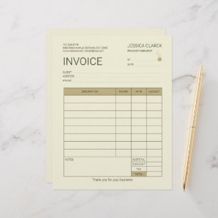 Therapists and counsellors Customisable Invoice Custom Letterhead