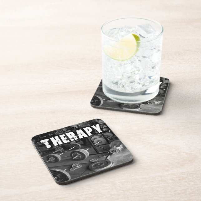 THERAPY (Barbells) - "Weight lifting" Motivational Coaster (Right Side)