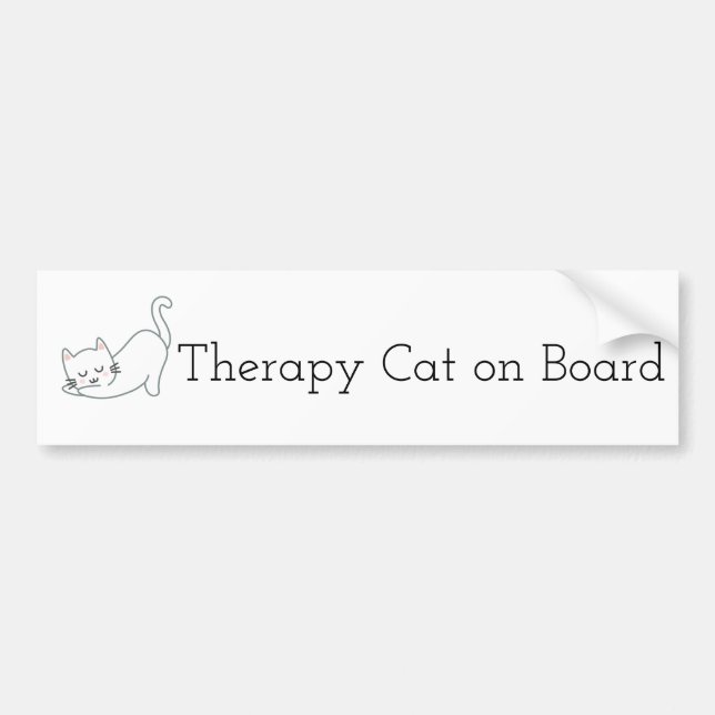 Therapy Cat on Board Bumper Sticker (Front)