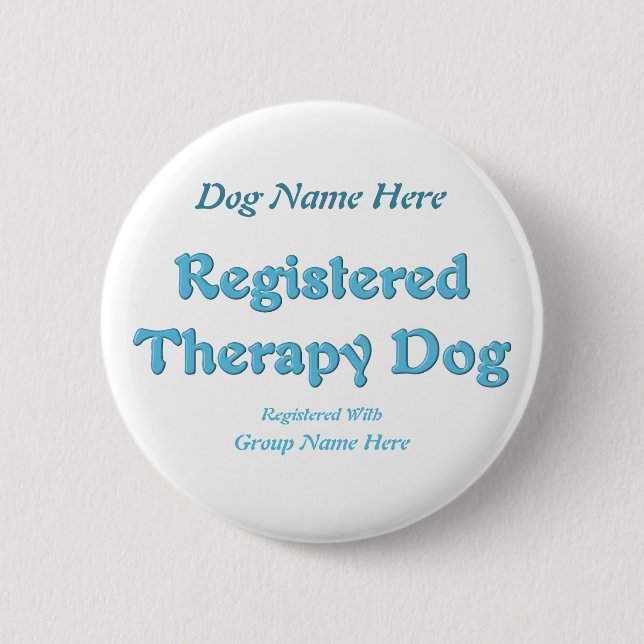 Therapy Dog ID 6 Cm Round Badge (Front)