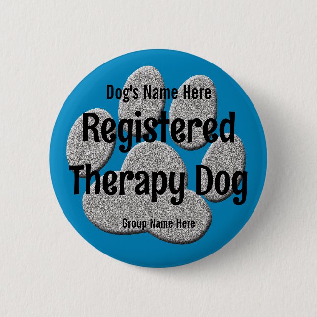 Therapy Dog ID - deep blue 6 Cm Round Badge (Front)