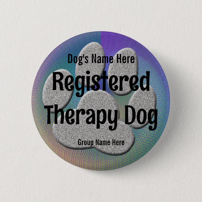 Therapy Dog ID - purple blue 6 Cm Round Badge (Front)