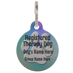 Therapy Dog ID - purple blue Pet Tag