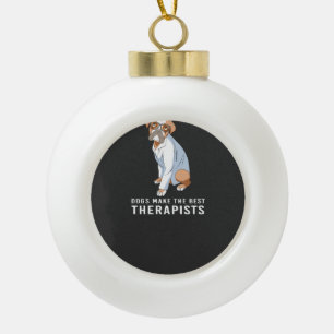 Therapy Dog Psychology Therapist Ceramic Ball Christmas Ornament
