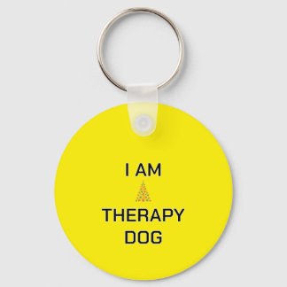 Therapy Dog Simple Christmas custom dog name tag Key Ring