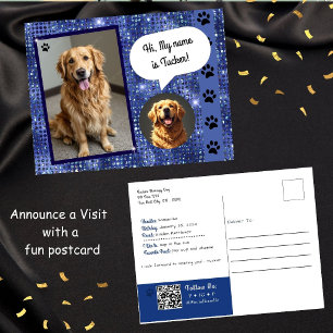 Therapy Dog Visit Blue Sparkle Postcard