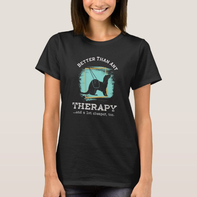 Therapy Ferret Silhouette Cheap Therapy  Ferret T-Shirt (Front)