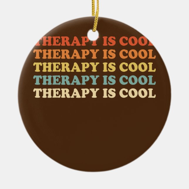 Therapy Is Cool Aesthetic Trendy Mental Health Ceramic Tree Decoration (Front)