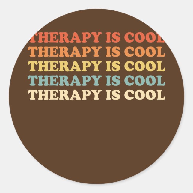 Therapy Is Cool Aesthetic Trendy Mental Health Classic Round Sticker (Front)