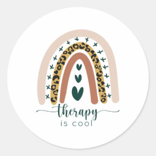 Therapy Is Cool Mental Health Awareness Rainbow Le Classic Round Sticker