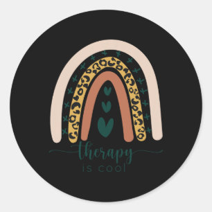 Therapy Is Cool Mental Health Awareness Rainbow Le Classic Round Sticker