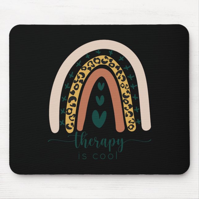 Therapy is Cool Mental Health Awareness Rainbow Le Mouse Mat (Front)