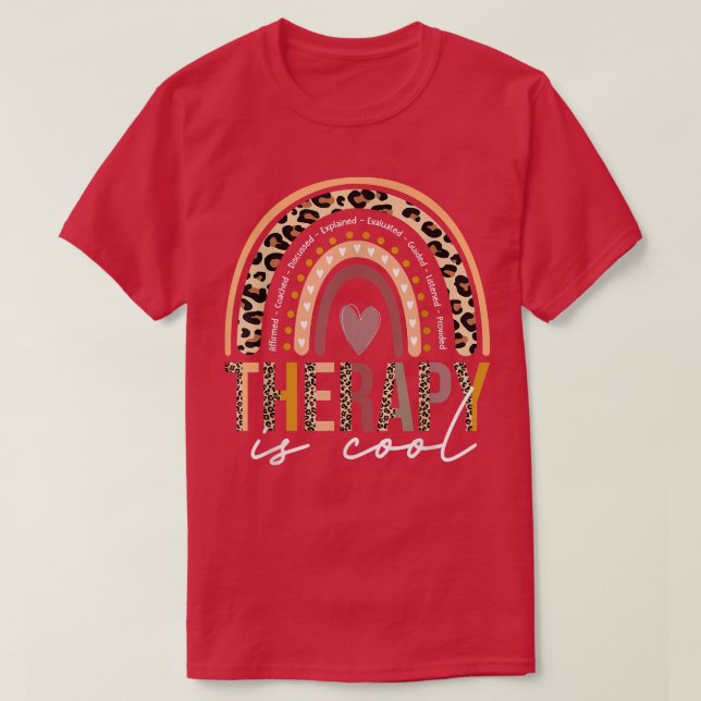 Therapy Is Cool Mental Health Awareness Rainbow Le T-Shirt (Design Front)