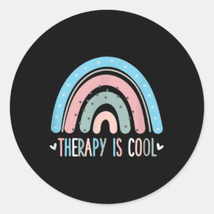 Therapy Is Cool Mental Health Awareness Therapist Classic Round Sticker