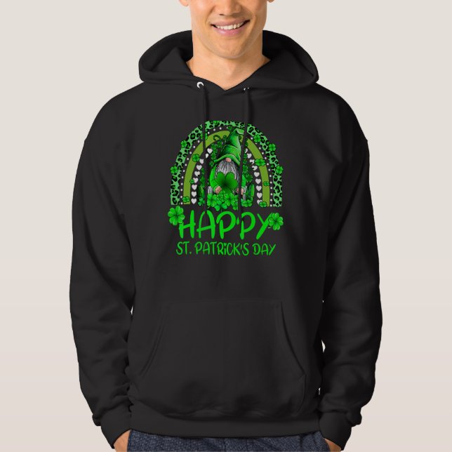 Therapy Life Love St Patricks Day Gnome Leopard Hoodie (Front)