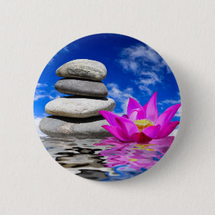 Therapy Rock Stones & Lotus Flower 6 Cm Round Badge