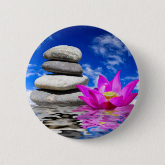 Therapy Rock Stones & Lotus Flower 6 Cm Round Badge