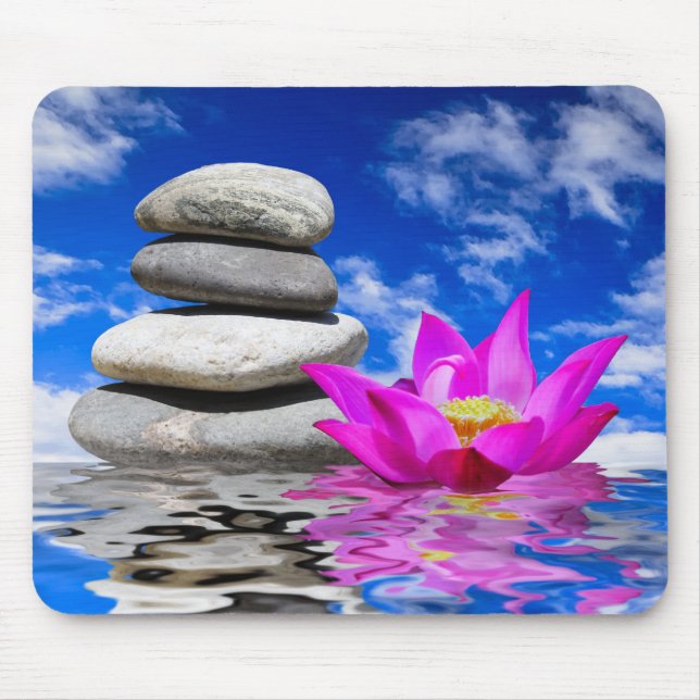 Therapy Rock Stones & Lotus Flower Mouse Mat (Front)