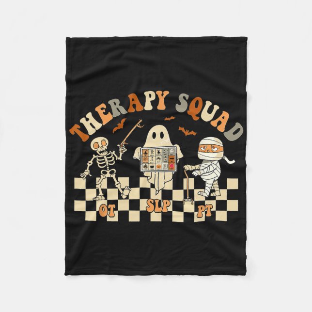 Therapy Squad Halloween Speech Physical  Fleece Blanket (Front)