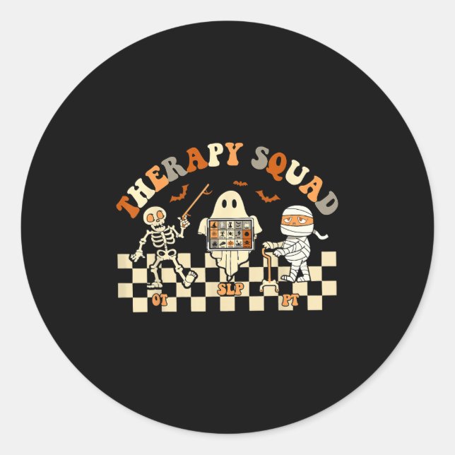 Therapy Squad Slp Ot Pt Ghost Halloween Nurse Cost Classic Round Sticker (Front)