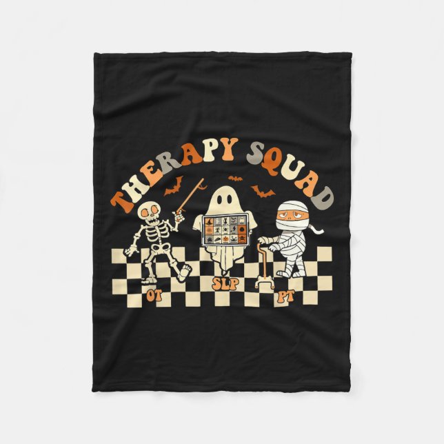 Therapy Squad Slp Ot Pt Ghost Halloween Nurse Cost Fleece Blanket (Front)