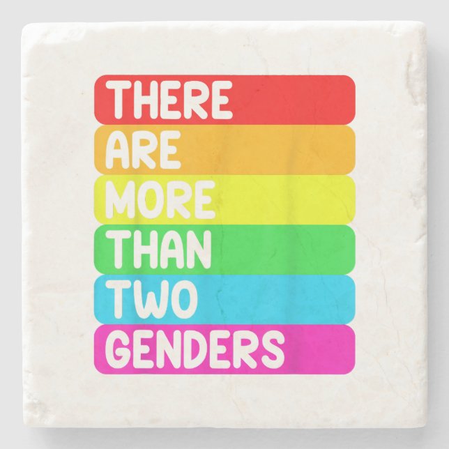 There are more than two sexes of LGBTQ rainbow fla Stone Coaster (Front)