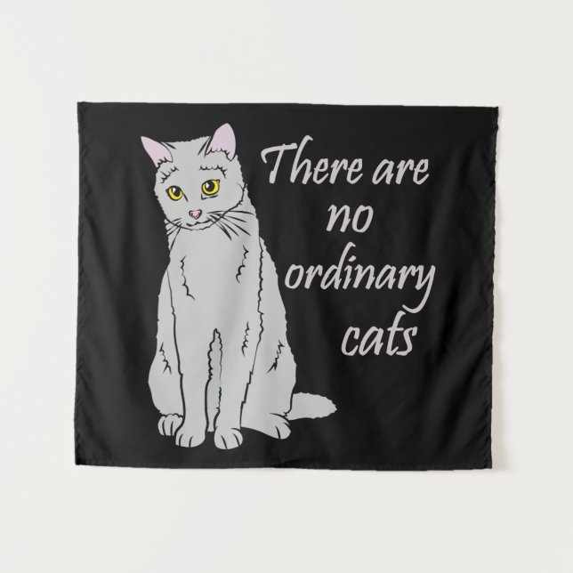 There Are No Ordinary Cats - Grey Cat Tapestry (Front (Horizontal))