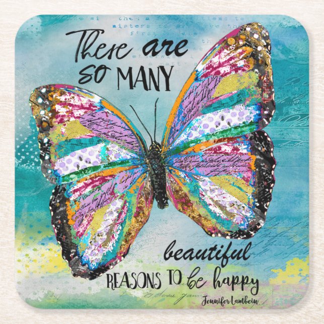 There Are So Many Beautiful Reasons Square Paper Coaster (Front)
