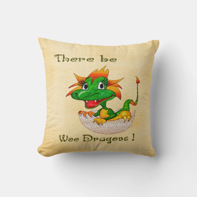 There Be Wee Dragons Nursery Childs DECOR Cushion (Front)