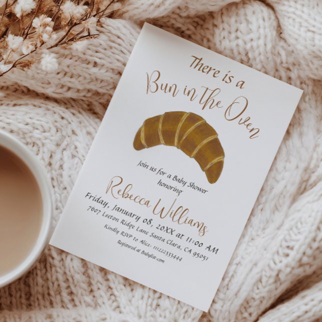 There is a Bun in the Oven - Croissant Baby Shower Invitation (Creator Uploaded)
