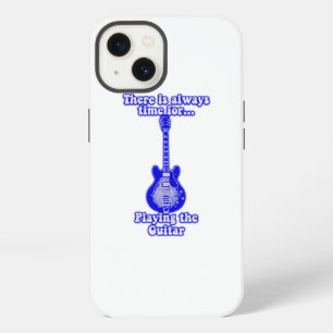 There is always time for playing the guitar. blue iPhone 13 case
