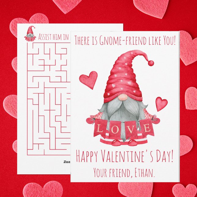There is gnome-friend like you, Classroom V-Day Holiday Card (Make your friends and classmates feel special by personalizing this card for them.)