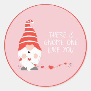 There Is Gnome One Like You Red Pink Classic Round Sticker
